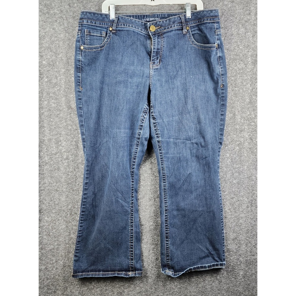 Lane Bryant Genius Fit Bootcut Jeans Women 20 Short Blue Good Stretch Mid Rise